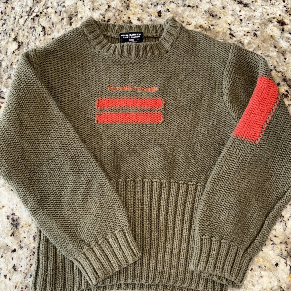 Vintage Polo Jeans Co Ralph Lauren Sweater‎ SizeL 100% Cotton Discontinued 5514